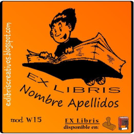 ExLibris Chico volando con libro