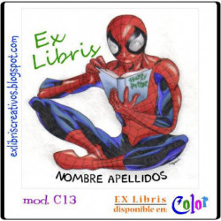 ExLibris Spiderman leyendo