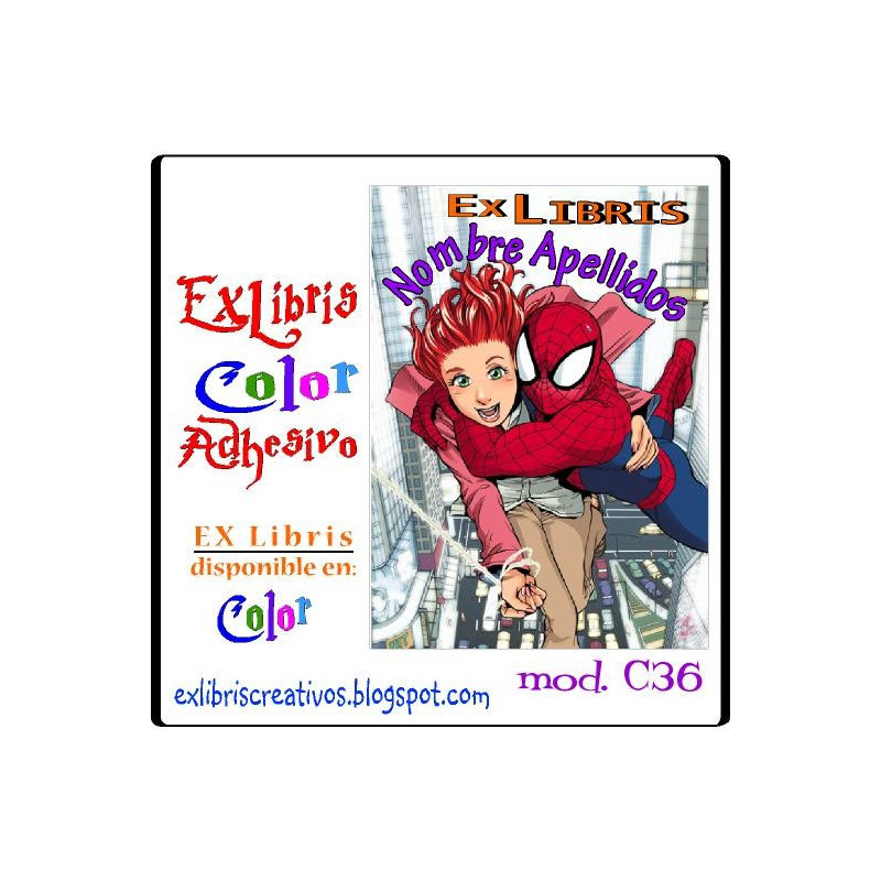 ExLibris Chica con Spiderman