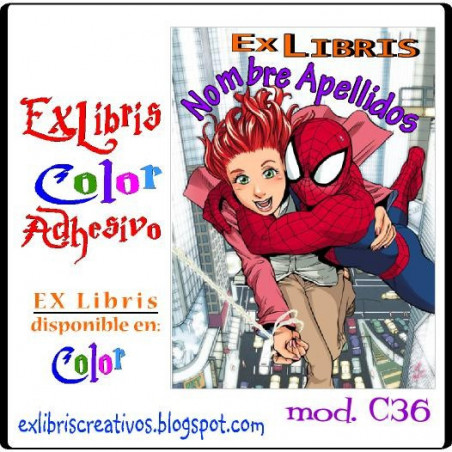 ExLibris Chica con Spiderman