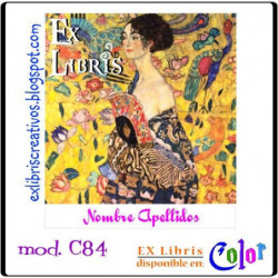 EXlibris Mujer con Abanico Klimt