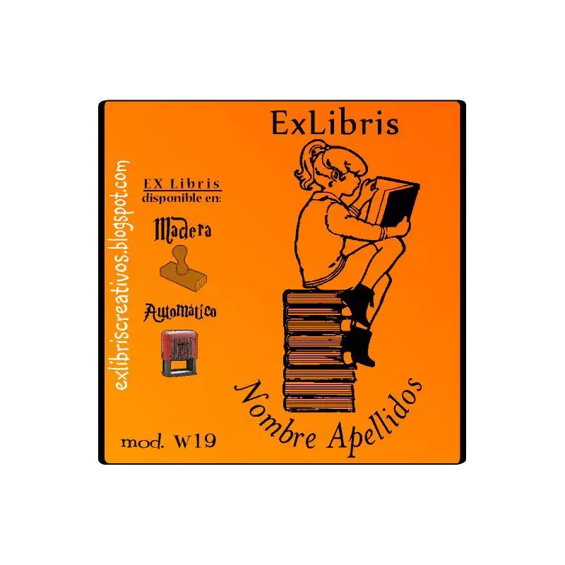 ExLibris Niña lee sentada en libros