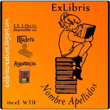 ExLibris Niña lee sentada en libros