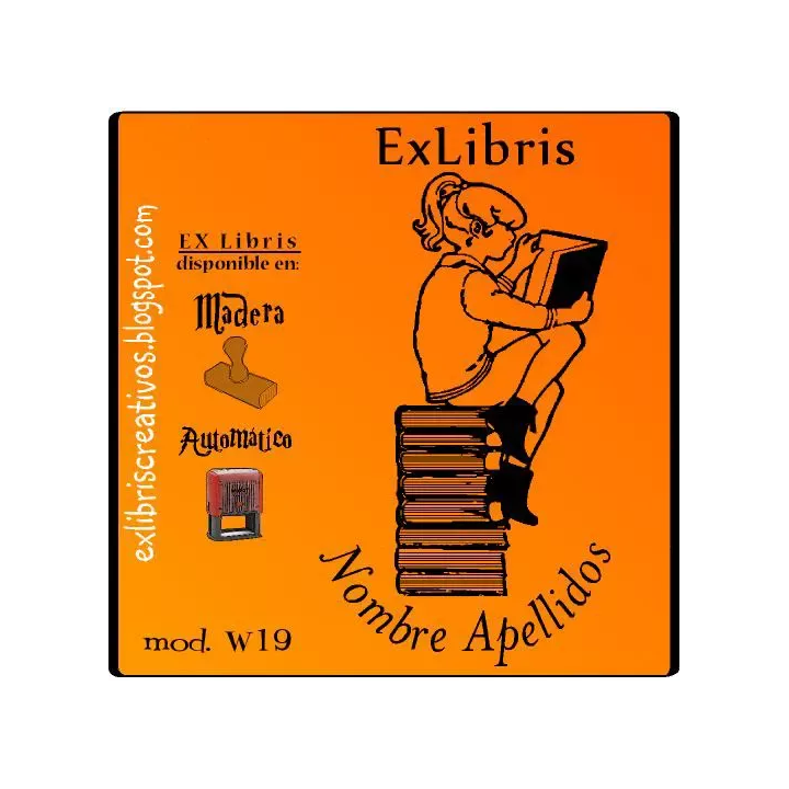ExLibris Niña lee sentada en libros