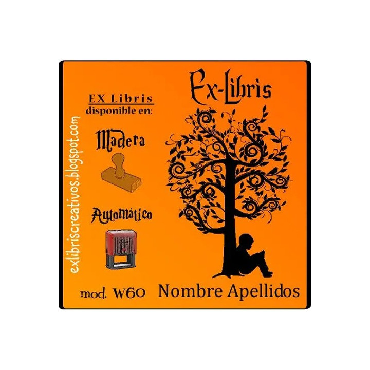 ExLibris Leyendo bajo árbol