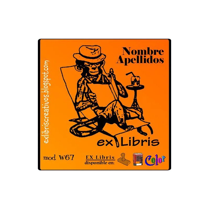 ExLibris Chimpancé leyendo
