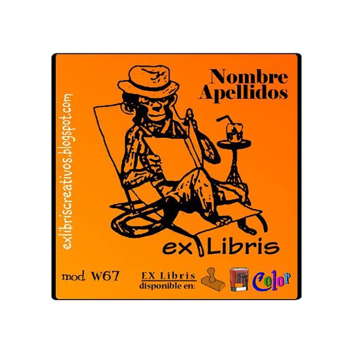 ExLibris Chimpancé leyendo