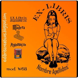 ExLibris Chica leyendo en la piedra