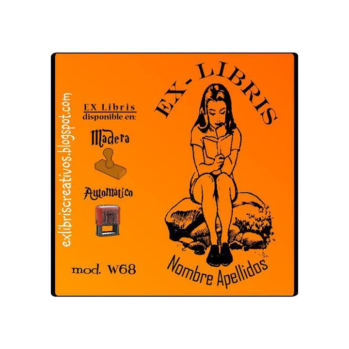 ExLibris Chica leyendo en la piedra