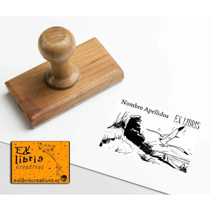 ExLibris Corto Maltés junto al mar