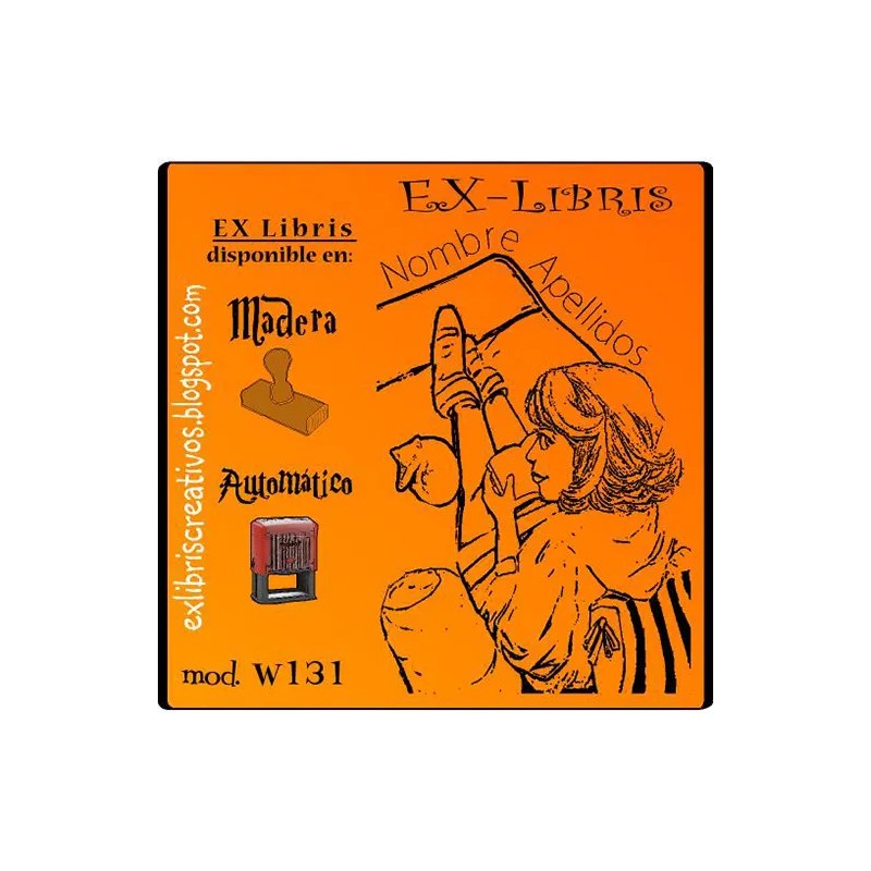 ExLibris Chica con gato