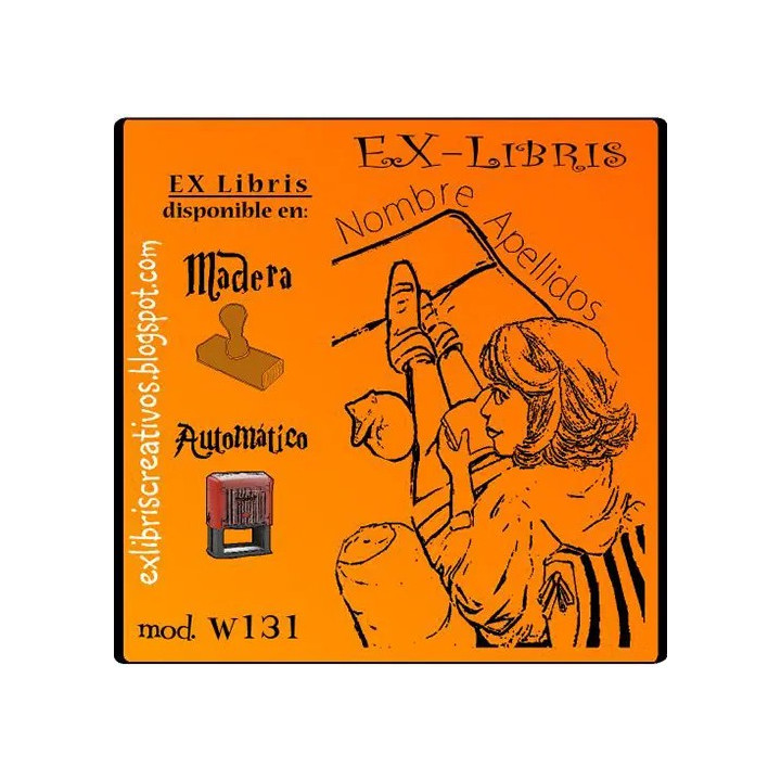 ExLibris Chica con gato