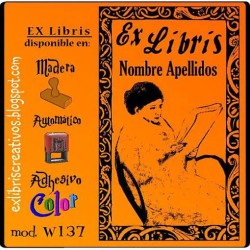 ExLibris Mujer leyendo en el jardín