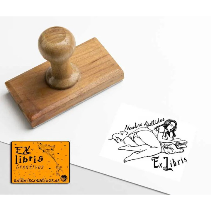 ExLibris Pin-up con perrito