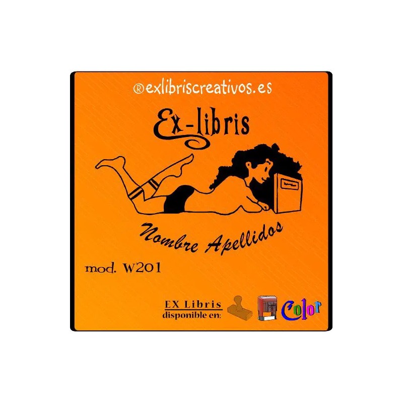 ExLibris Chica leyendo tumbada