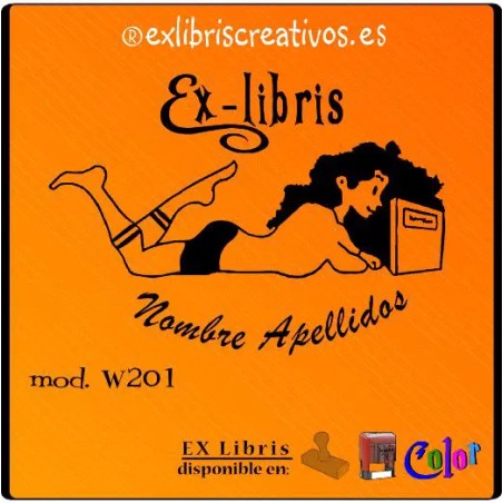 ExLibris Chica leyendo tumbada