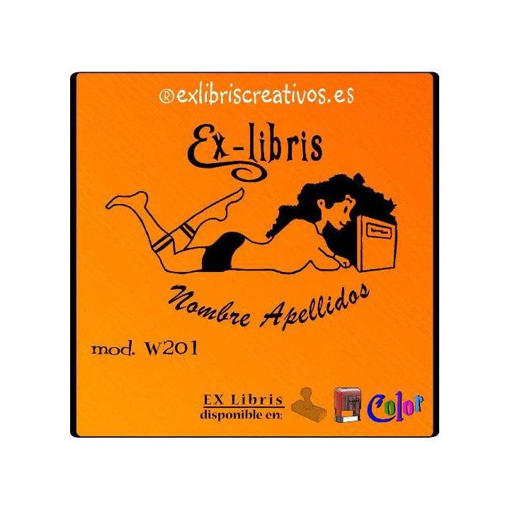 ExLibris Chica leyendo tumbada