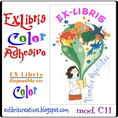 ExLibris Chica libro de pájaros