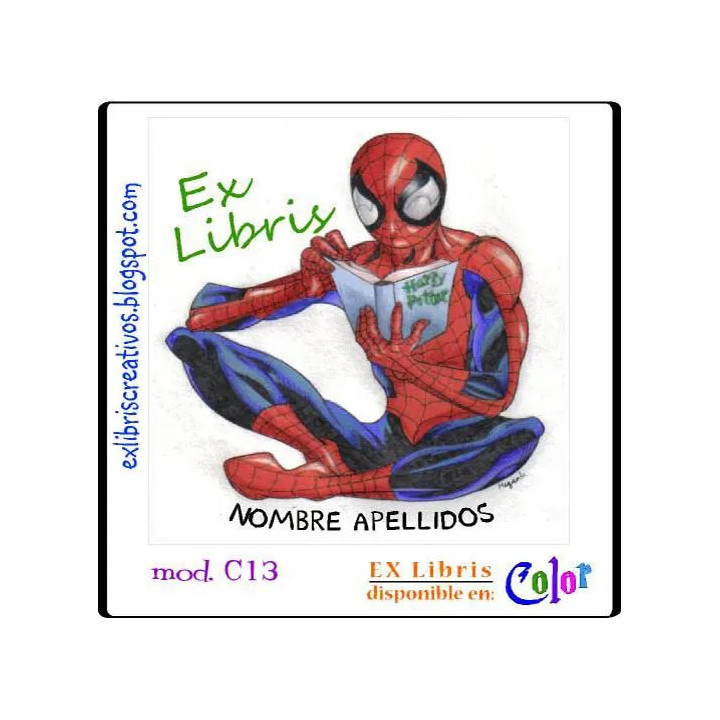 ExLibris Spiderman leyendo