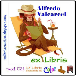 ExLibris Chimpancé leyendo