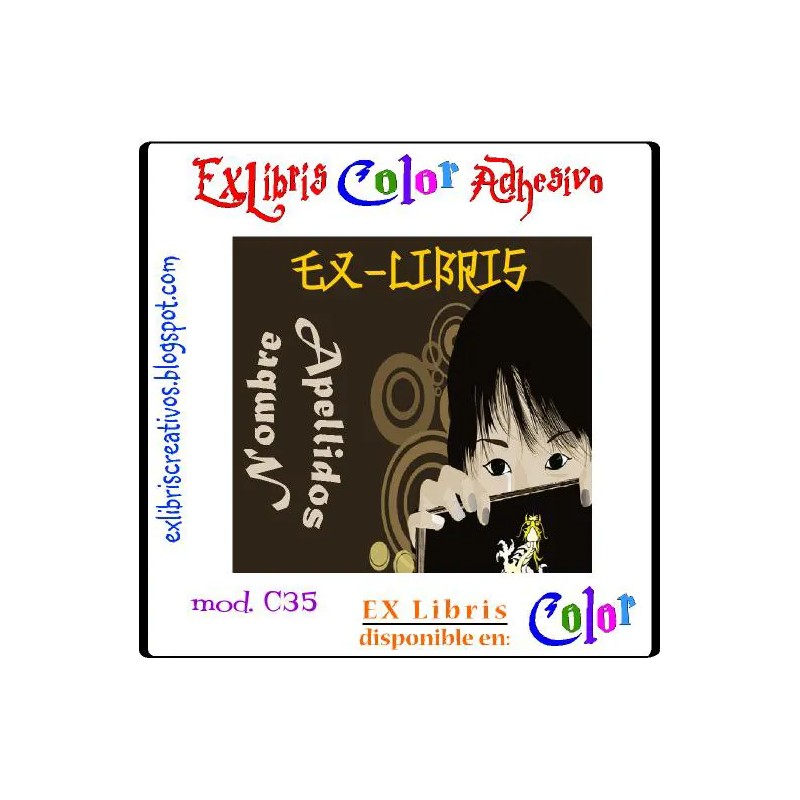 ExLibris Leyendo dragón chino