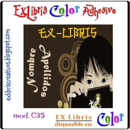 ExLibris Leyendo dragón chino