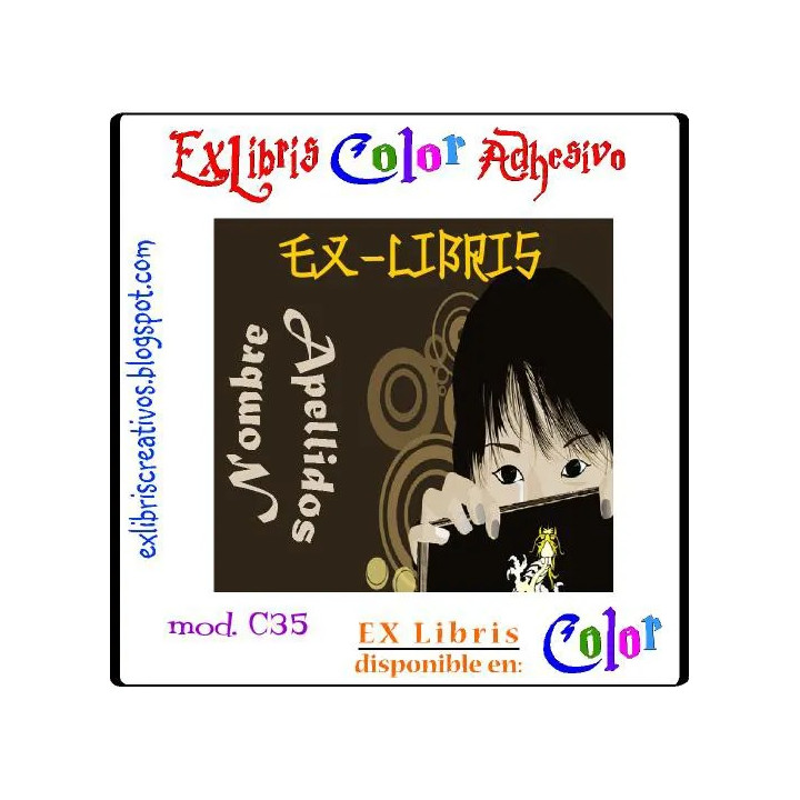 ExLibris Leyendo dragón chino