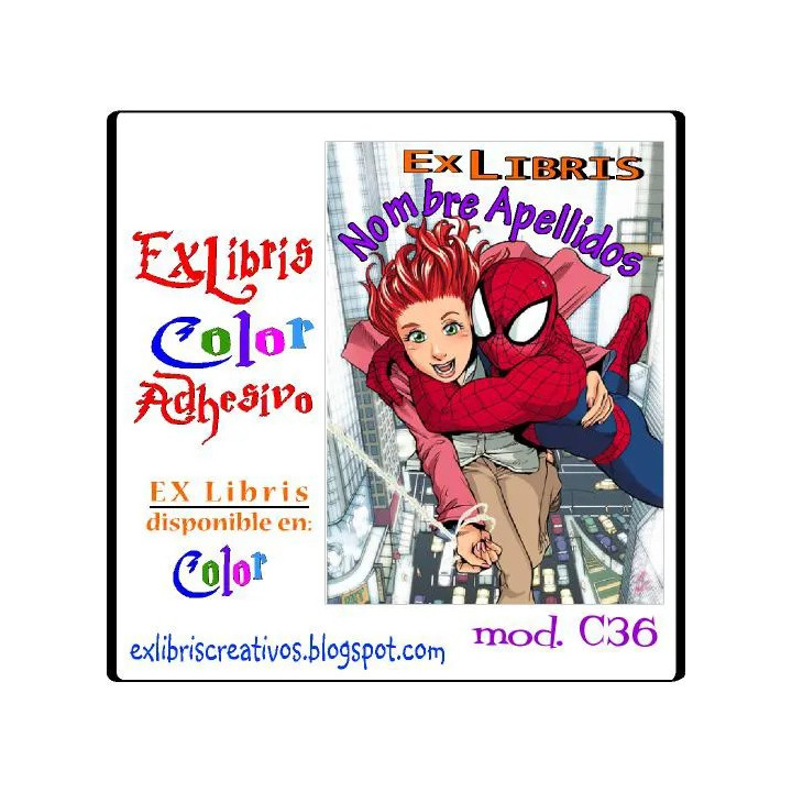 ExLibris Chica con Spiderman