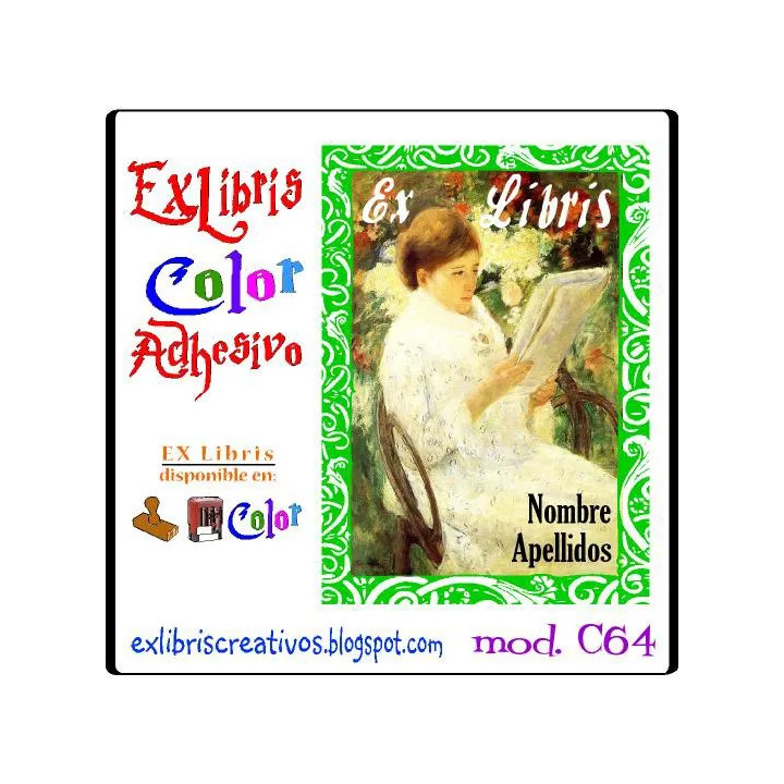 ExLibris Mujer leyendo en el jardín