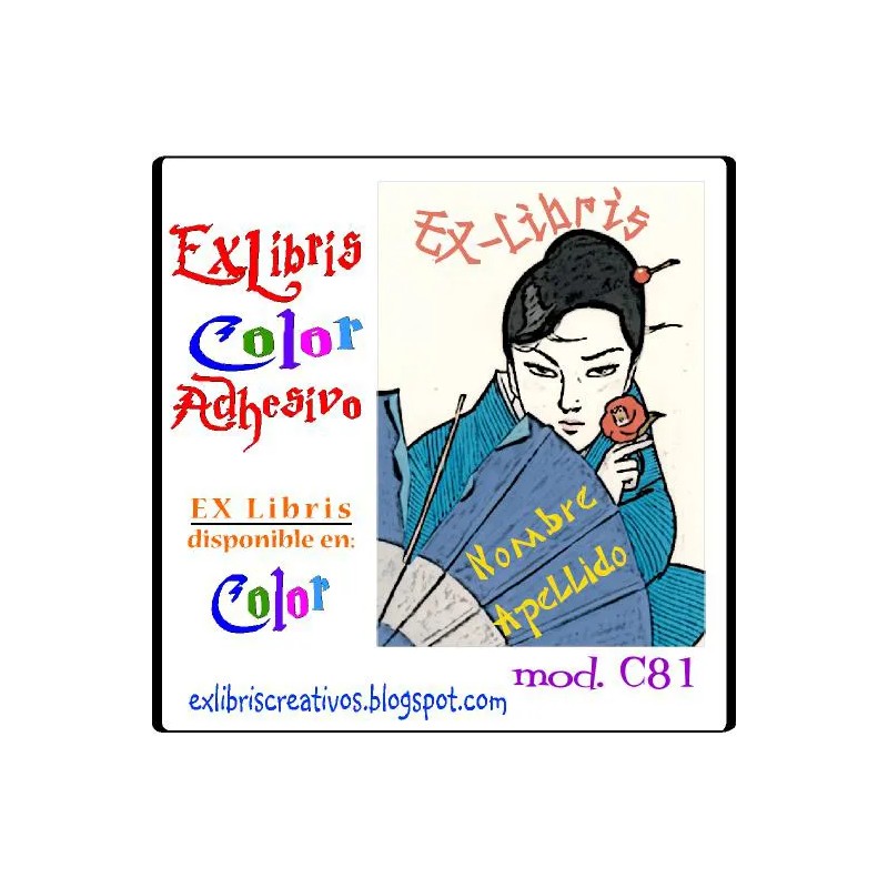 ExLibris Geisha abanico