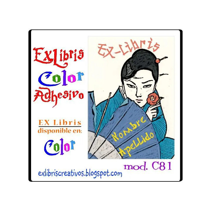 ExLibris Geisha abanico