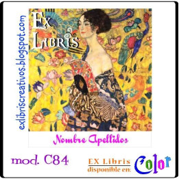 ExLibris Mujer con Abanico Klimt