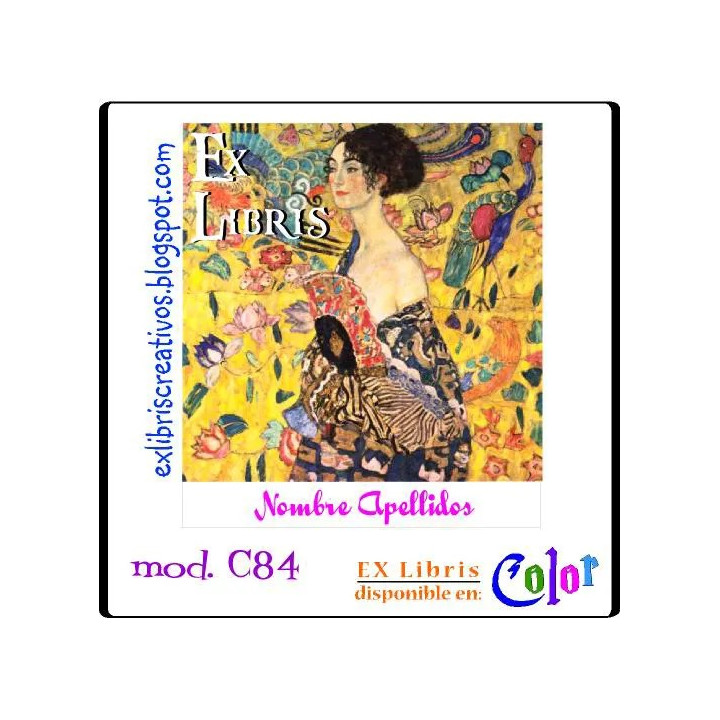 ExLibris Mujer con Abanico Klimt