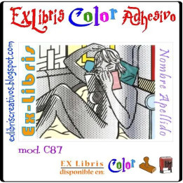 ExLibris Chica Pop Art leyendo
