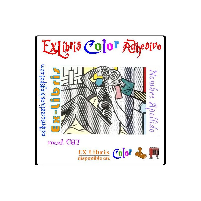 ExLibris Chica Pop Art leyendo