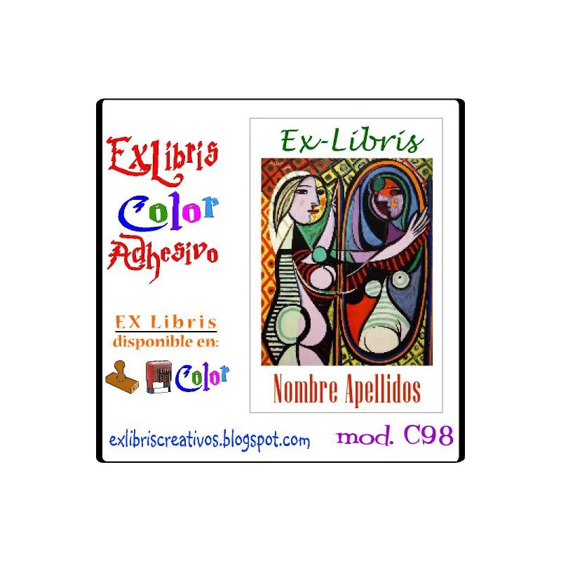 ExLibris Picasso Mujer ante el espejo