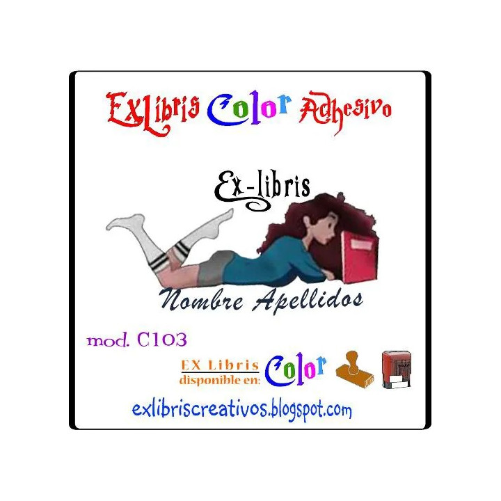 ExLibris Chica leyendo tumbada