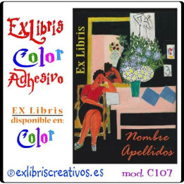 ExLibris Matisse Lectora sobre fondo negro