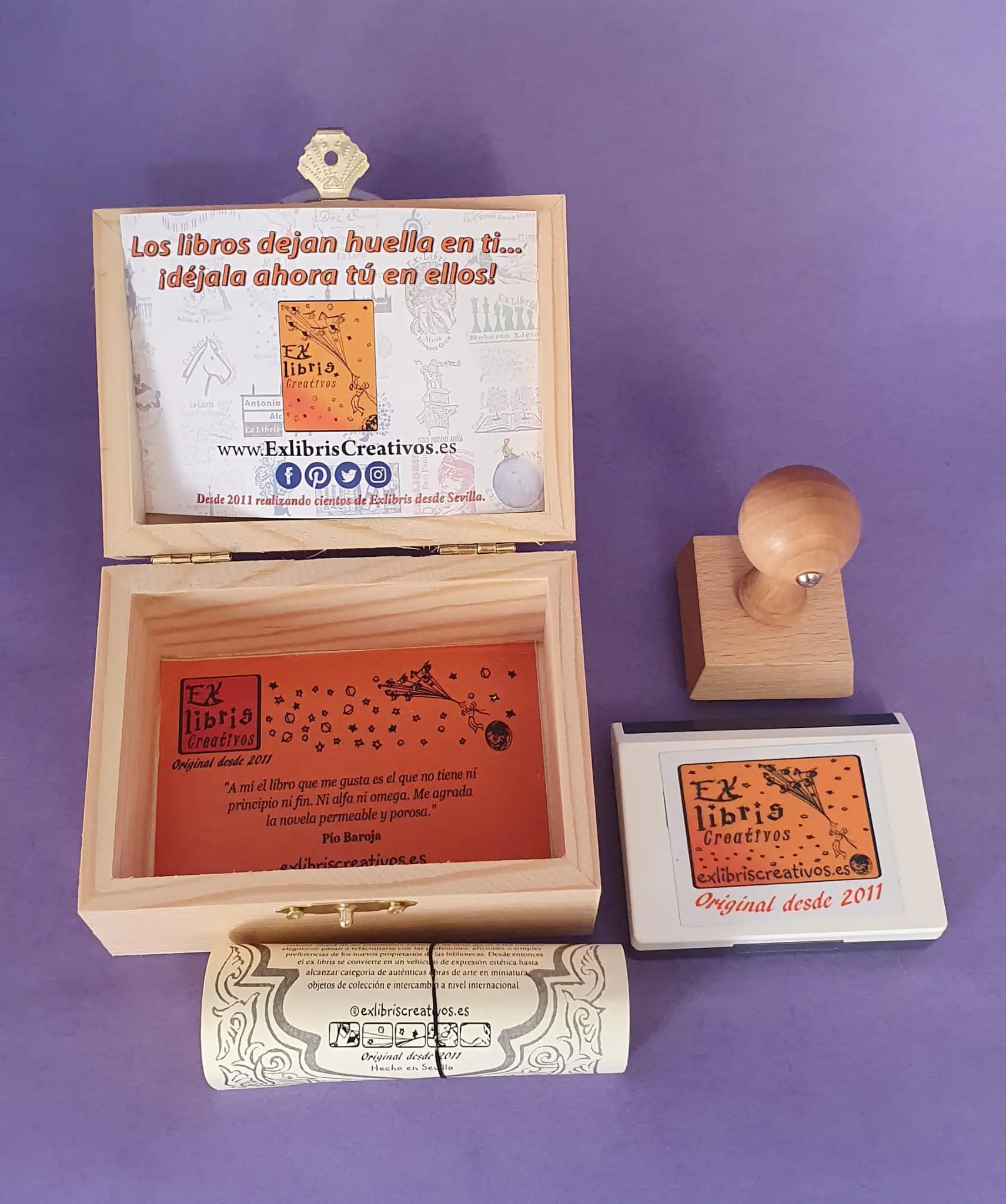 Exlibris personalizado en caja de madera
