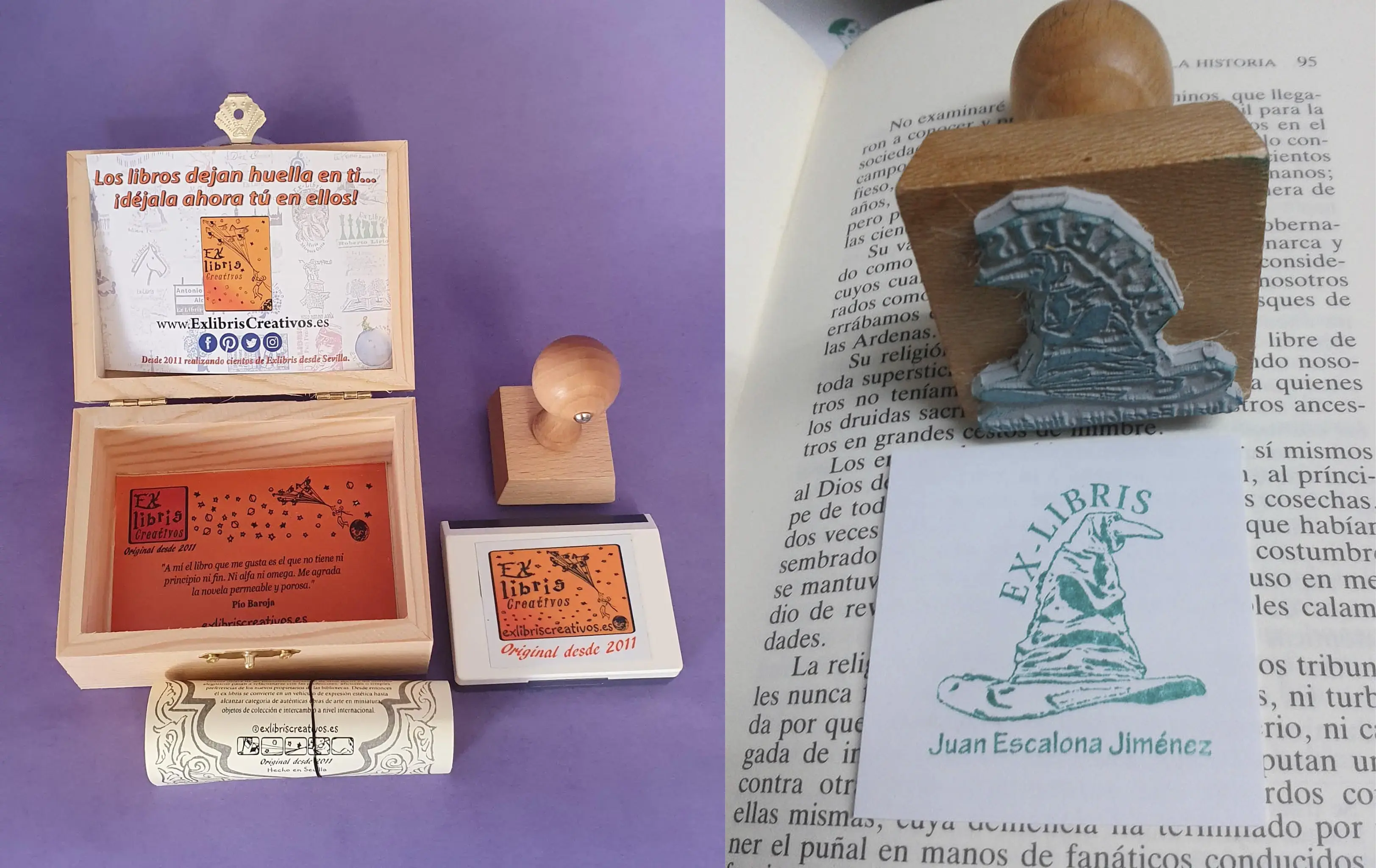 Exlibris personalizado en caja de madera